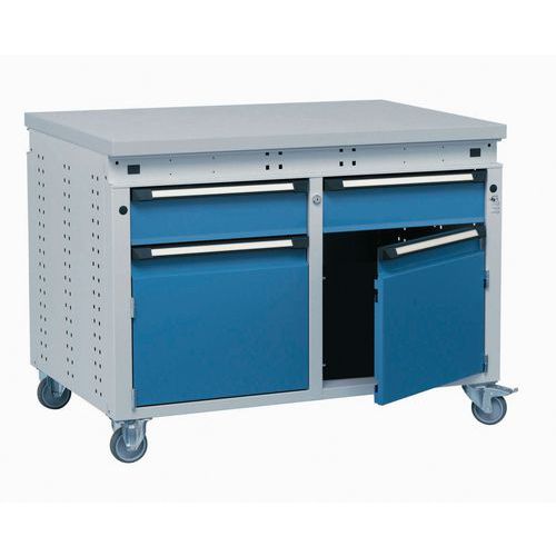 Servante Mobile Larg.1150 2tiroirs+2porte S / Stratifie