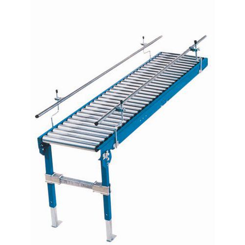 Somefi - Convoyeur Gravitaire à Rouleaux Acier 2000x876mm - Pas 75mm - Charge Max 160kg/m - Modèle Droit