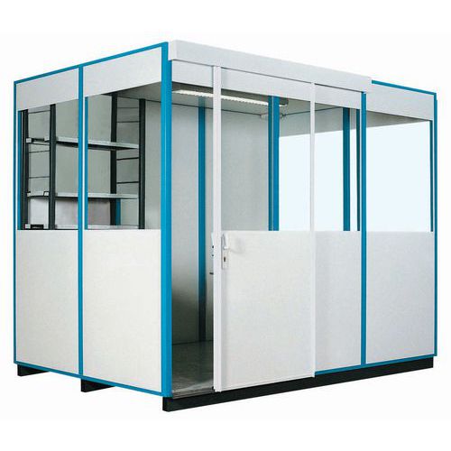 Cabine d'atelier mélaminée bleue coulissante 3.04m x 2.04m x 2.45m - Paroi robuste et design - Garantie 3 ans