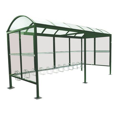 Abri Plus - Abri vélos Classic Vert 5m - Module double côté - Acier et Verre Sécurit - 5 ans garantie
