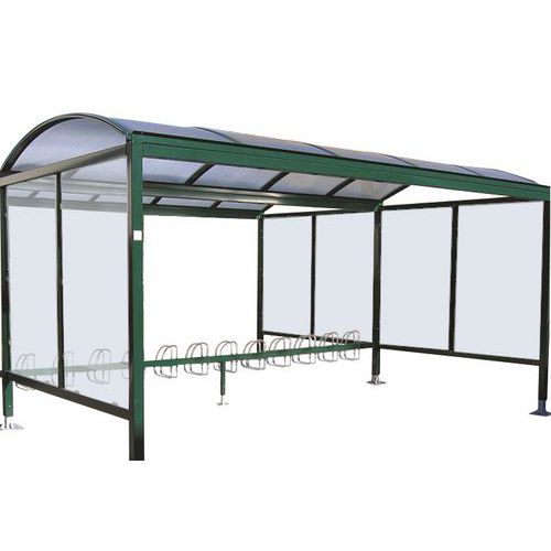Abri Plus - Abri à vélos Giant Vert Module Simple - 5m L x 3m P x 2.10m H - Acier & Verre Sécurit - Montage Facile