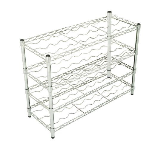 Rayonnage à vin Quick Store+ Acier Chromé 36 Bouteilles - 4 Tablettes Grillagées - 915x355x660mm - Charge 85kg/tablette