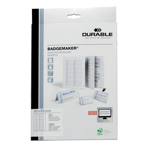 Durable 1 Planche De Bristols Pour Badges