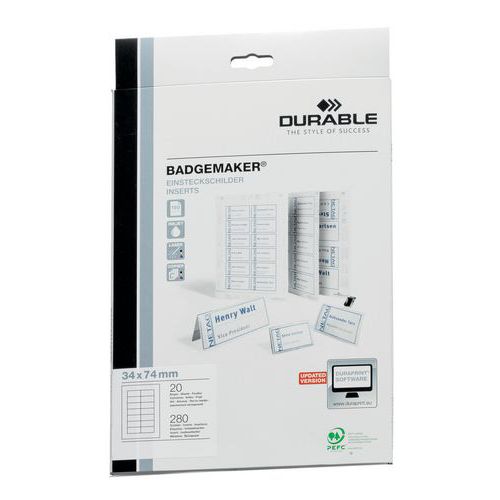 Durable 1 Planche De Bristols Pour Badges