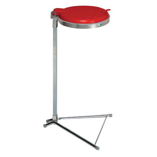 Support Sac Galvanisé 120l Couvercle Rouge Plastique