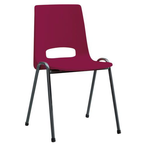 Chaise Coque Structure Noire Coque Bordeaux