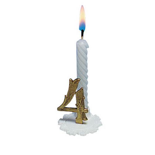 Bougies Anniversaire Or Et Blanc 4 Hauteur 70mm