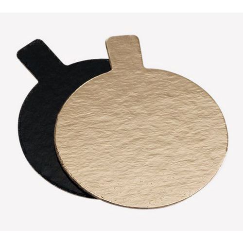 Mini Cartons Réversibles Ronds Noir Et Or Diamètre 80mm