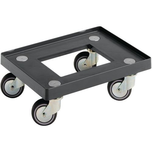 UTZ - Plateau de transport gris 400x300mm - 100 kg - 4 roues pivotantes dont frein - PP recyclable