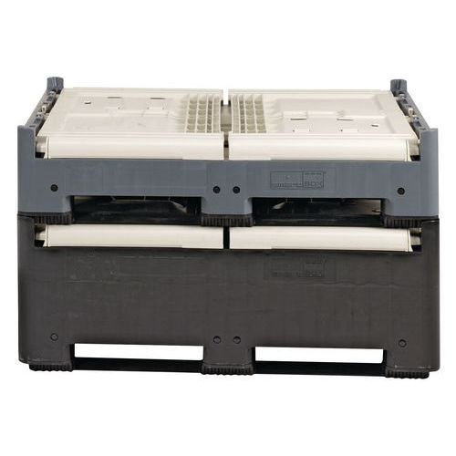 Caisse-palette pliable Smartbox 515L Gris - 650kg Charge Max - Usage Alimentaire - PEhd - Avec Abattant