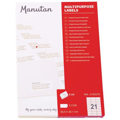 2100 Etiq Manutan 635x381mm 635x381mm Blanc