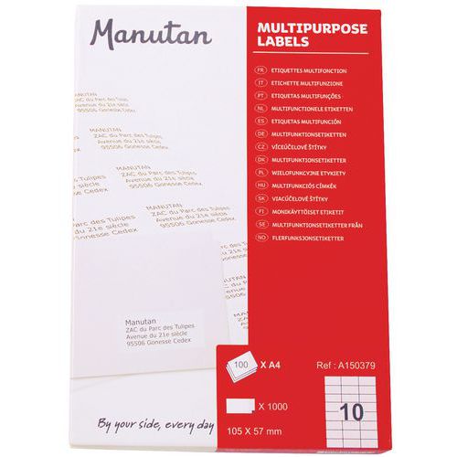 1000 Etiq Manutan 105x57mm 105x57mm Blanc