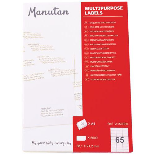 6500 Etiq Manutan 381x212mm 381x212mm Blanc