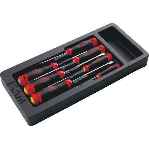 Jeu de 7 tournevis S1 fente et phillips en module ABS Jeu de 7 tournevis S1 fente et phillips en module ABS