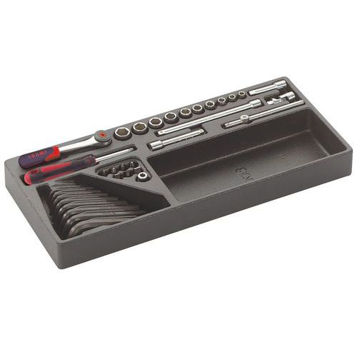 Module douilles et accessoires 1/4 34 outils Module douilles et accessoires 1/4 34 outils