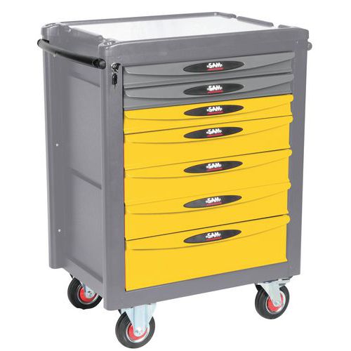 Servante 7 Tiroirs Jaune Et Grise _ Servi-740-r