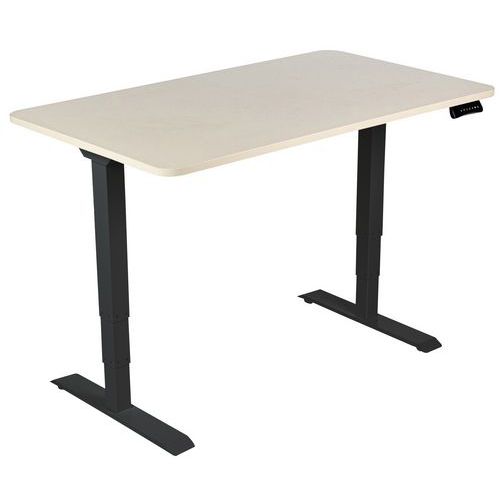 Bureau Réglable Hauteur Bois 140cm Piètement Noir Manutan