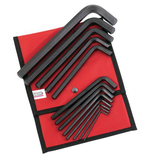 SAM - Trousse 13 clés mâles coudées courtes 6 pans - 3 à 19 mm - Idéal pour mécanique