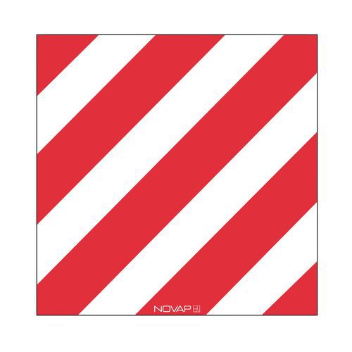 Novap - Panneau hachuré rouge/blanc carré 480mm sans œillets - Polystyrène - Signalisation Voirie