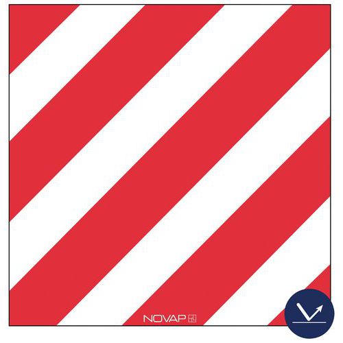Novap - Panneau Hachuré Rouge/Blanc Carré 480mm Classe 1 Polystyrène Sans Œillets