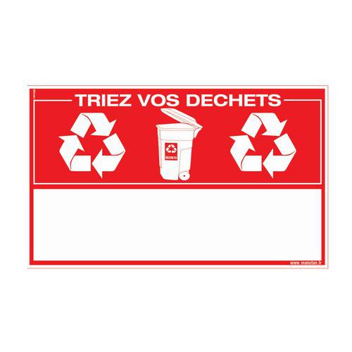 Panneau Adhesif 330 X 200 Mm Triez Vos Deche Ts Fond Rouge