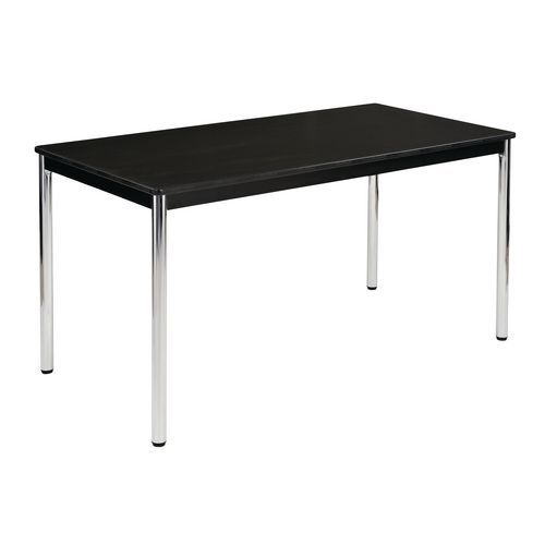 Table De Reunion 140x70 Frene Noir/pied S Ronds Chromes