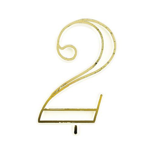 Chiffre 2 Blanc Et Or Pour Bougies Hauteur 40mm