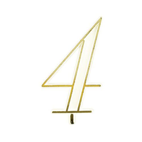 Chiffre 4 Blanc Et Or Pour Bougies Hauteur 40mm