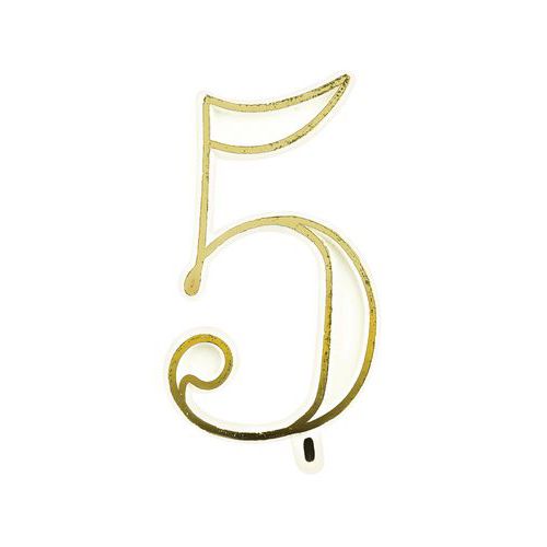 Chiffre 5 Blanc Et Or Pour Bougies Hauteur 40mm