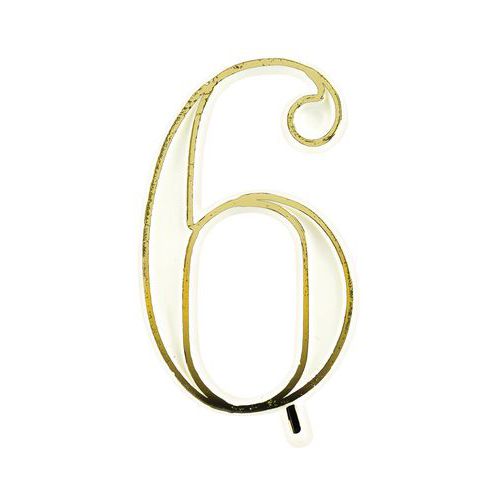 Chiffre 6 Blanc Et Or Pour Bougies Hauteur 40mm