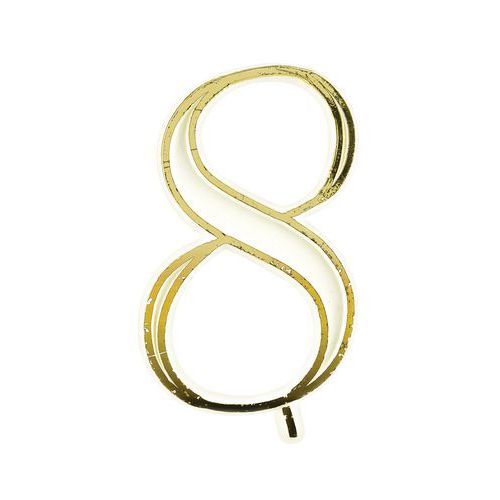 Chiffre 8 Blanc Et Or Pour Bougies Hauteur 40mm