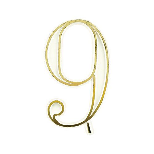 Chiffre 9 Blanc Et Or Pour Bougies Hauteur 40mm