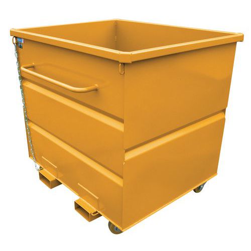 Goubard - Benne pour chariot à tête rotative 500L Jaune - Acier - Charge Max 1200kg - Mobile 4 Roues