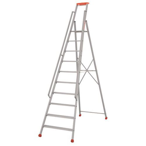 Escabeau Professionnel 10 Marches Hauteur=4.10 M Avec Rampes