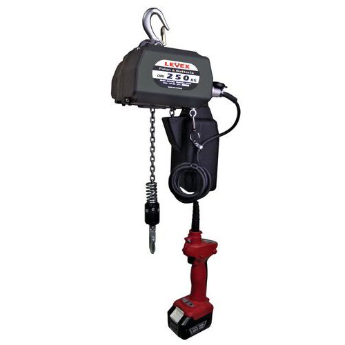 Levex - Palan à batterie DCH 250 - Force 250 kg - Hauteur de levée 6 m - Compact et Puissant