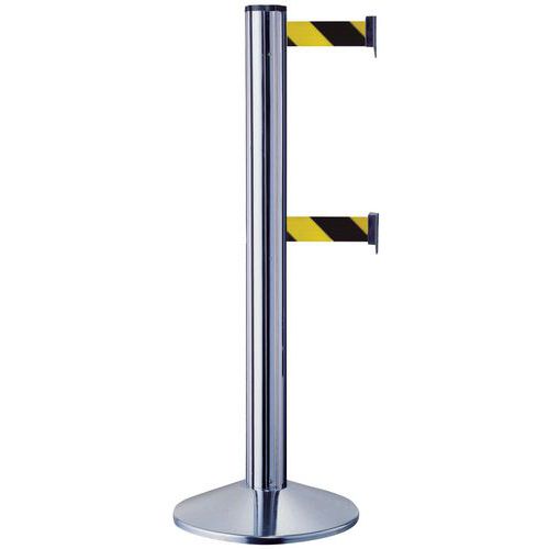 Poteau Chromé Double Sangle Noir/jaune Aluminium