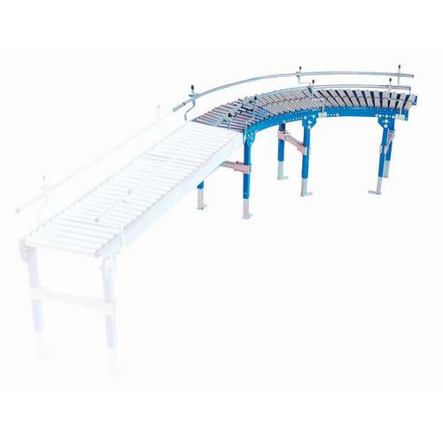 Somefi - Courbe de convoyeur gravitaire TRS PVC - 600mm Larg, 125mm Pas, 120kg/m Charge Max, 90° Courbure