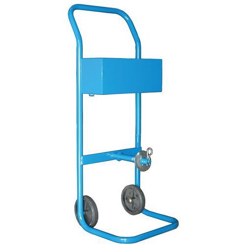 Dévidoir mobile pour feuillard plastique - Polypropylène, textile, composite - 390x360x1080 mm - Bleu - Sur roulettes