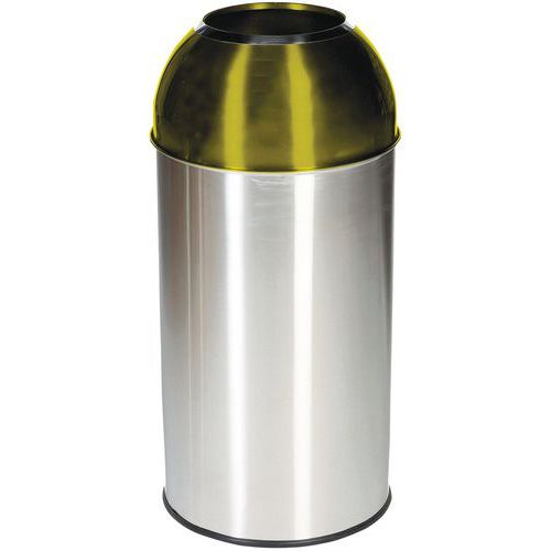 Poubelle Open Dôme 40l - Couvercle Jaune Manutan
