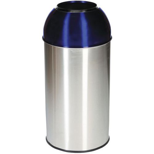 Poubelle Open Dôme 40l - Couvercle Bleu Manutan