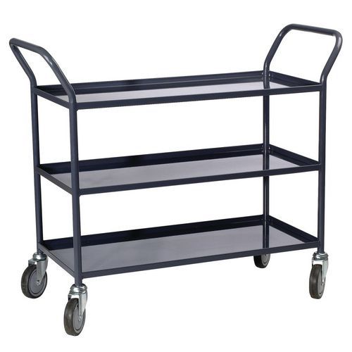 Fimm - Servante 3 plateaux 200 kg - 935x435mm - Acier Époxy - Roulettes Pivotantes Freinées