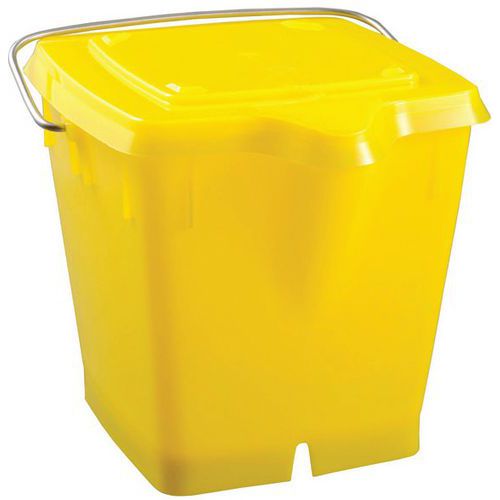 Seau Carré 12 L Avec Couvercle Étanche - Jaune