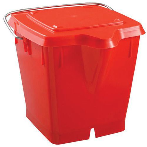 Seau Carré 12 L Avec Couvercle Étanche - Rouge