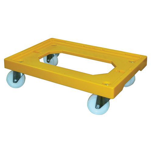 Socle Rouleur 4 Roues Pivotantes - Chape Acier - Jaune