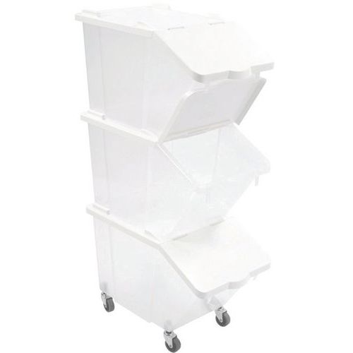 Set De 3 Bacs à Ingrédients 30 L Avec Couvercle Et 4 Roues