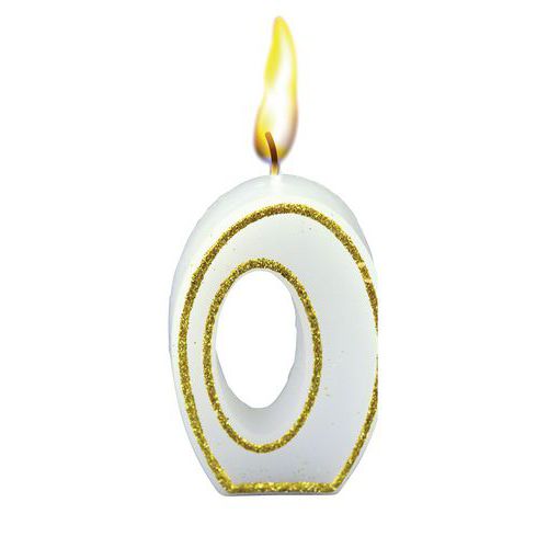 Bougies Chiffre NÂ°0 Blanc Hauteur 65mm