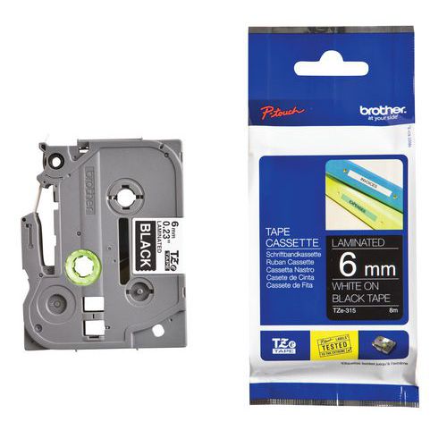Ruban Brother_tzefx 211 6mm Laminé Flexible Noir/blanc