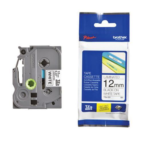 Ruban Brother_tzefx 231 12mm Laminé Flexible Noir/blanc