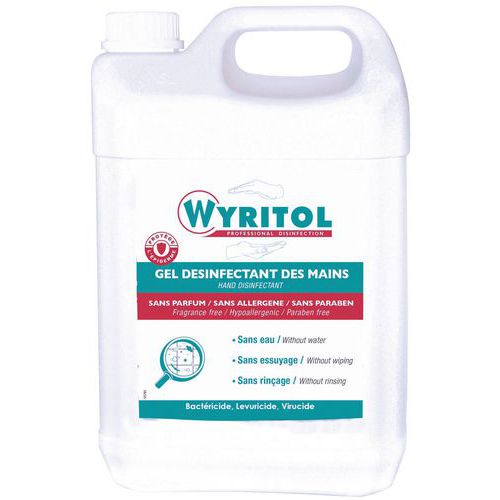 Gel hydroalcoolique 70.2 % pour les mains Wyritol - Bidon 5 L