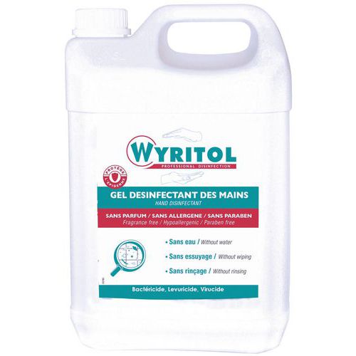 Gel hydroalcoolique 70.2 % pour les mains Wyritol - Bidon 5 L Gel hydroalcoolique 70.2 % pour les mains Wyritol - Bidon 5 L